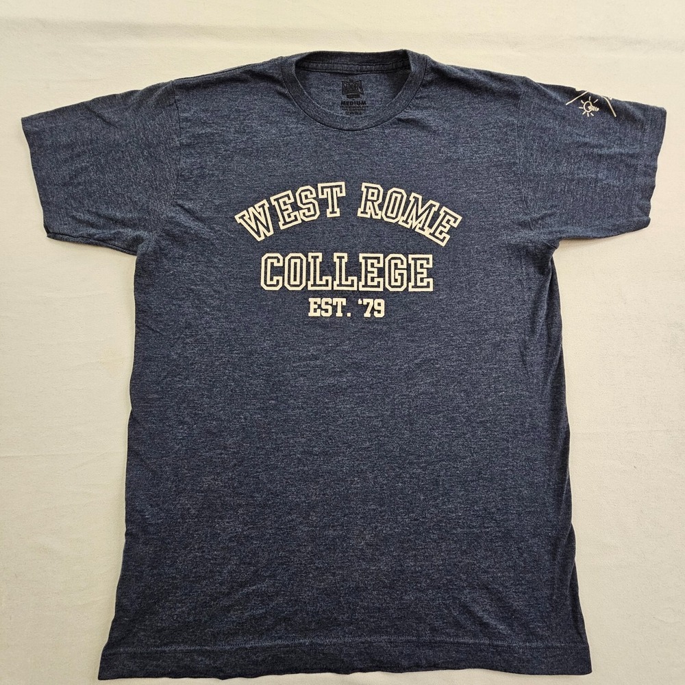 West Rome College Blue Short Sleeve Cotton Blend T-Shirt Men's M